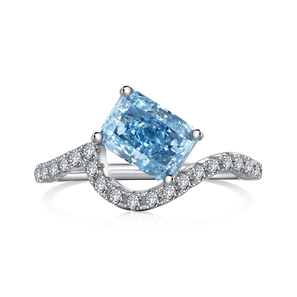 Modern Blue and Silver Gemstone Ring